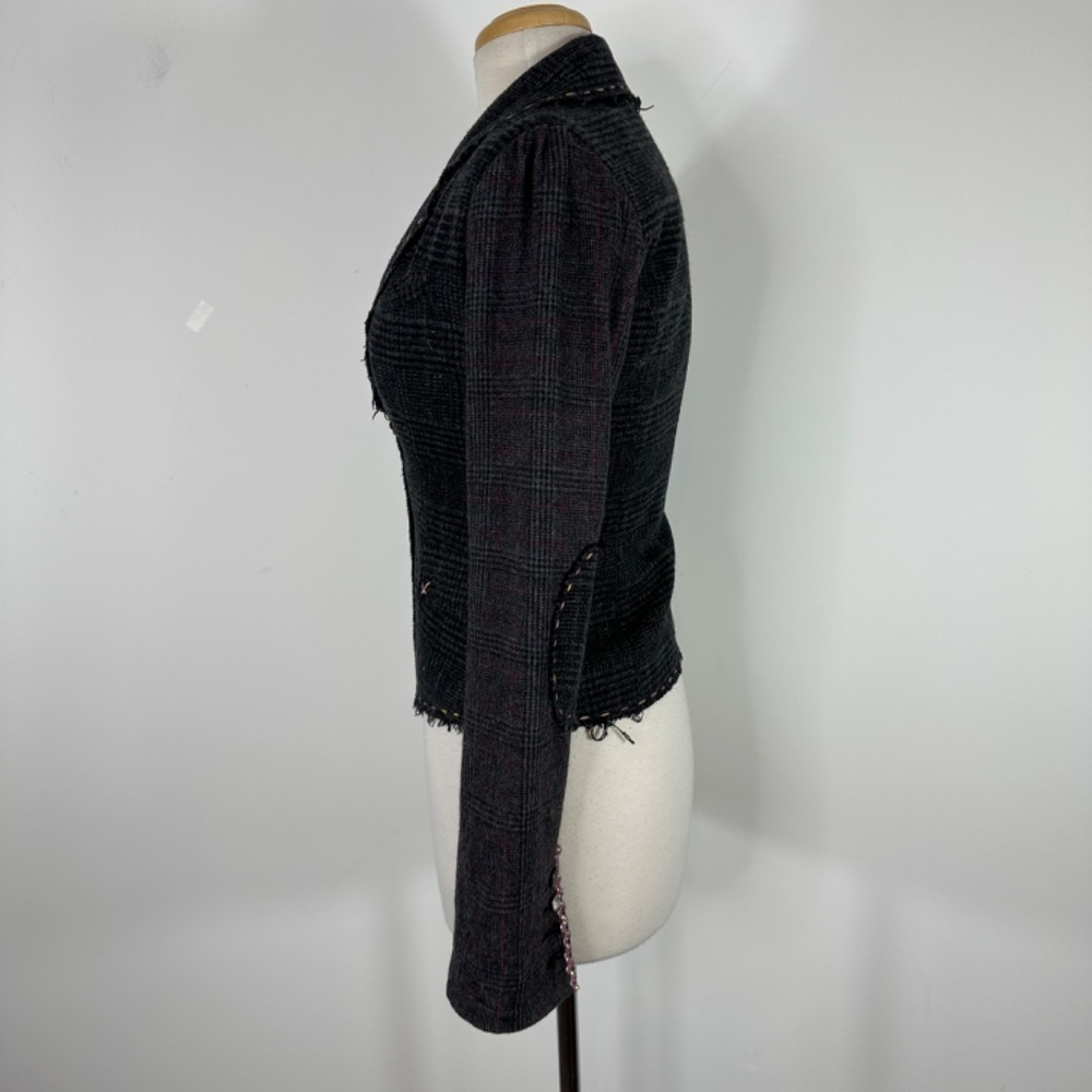 WET SEAL Y2K PLAID COTTON BLAZER JACKET Womens S Button Preppy Academia Girl - Picture 9 of 15